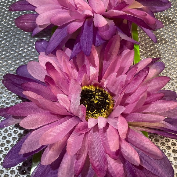 New! Set of 2 Purple Flower Clip (Hair-Hat) Extra Large 6 inches - Picture 3 of 12